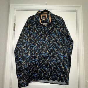 Barabas Ditsy Floral Print Button Down Long Sleeve Shirt